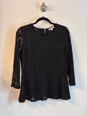 Women's Black Lace Peplum Top
